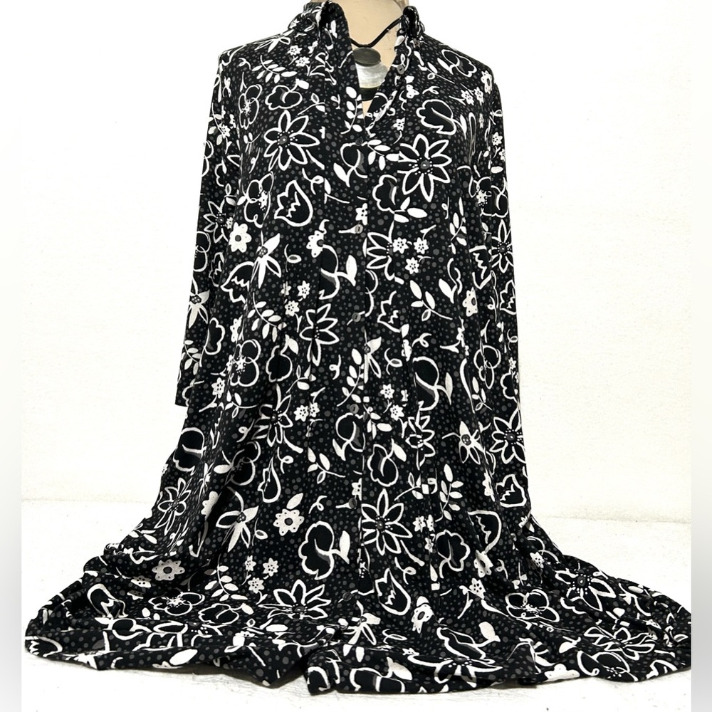 J Jill Soft Cotton Knit Floral Print Dress with Pockets